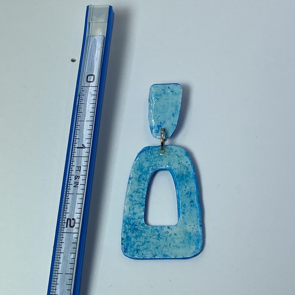 Artistic Blue Dangle Earrings Handcrafted - Picture 11 of 11